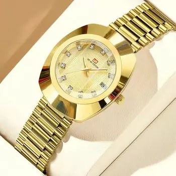 Унисекс кварцевые часы для пары новые женские овальные часы кварцевый механизм бренд роскошные водные бриллианты золото повседневное платье банкет мужские кварцевые часы Men’s Quartz Watches золотой