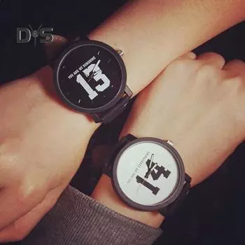 Унисекс Кварцевые наручные часы с номером на циферблате из искусственной кожи для пар белый