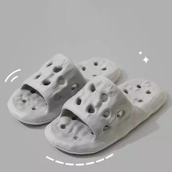 Унисекс летние большие размеры однотонные корень лотоса утечка домашние тапочки женские мужские повседневные нескользящие тапочки для ванной для пар 36-45 36-37(one size smaller) белый