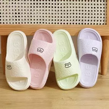 Унисекс летние большие размеры с плоским дном мультяшные конфетные цвета домашние тапочки женские мужские повседневные нескользящие тапочки для ванной для пар 36-43 36-37(one size smaller) бежевый