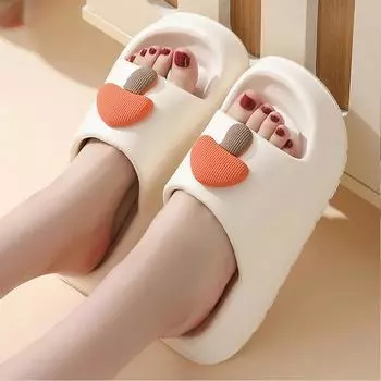 Унисекс летние большие размеры толстая подошва мультфильм гриб домашние сандалии для женщин мужчин повседневные нескользящие тапочки для пар 36-41 36-37(one size smaller) белый