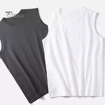 Унисекс, летний жилет для фитнеса, однотонный, бесшовный, с круглым вырезом, без рукавов, свободный, тонкий, эластичный, быстросохнущий пуловер, повседневный спортивный топ для спортзала M белый