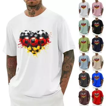 Унисекс Летняя футболка с принтом Унисекс Свободный повседневный топ с короткими рукавами L красный