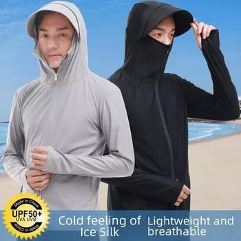 Унисекс Летняя одежда Ice Silk с защитой от ультрафиолета: Дышащая и модная защита от солнца для рыбалки.