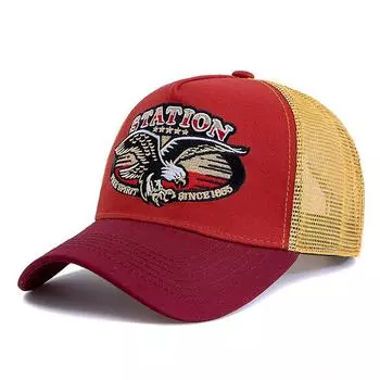 Унисекс летняя рыболовная кепка дышащая сетчатая кепка дальнобойщика с вышитым большим орлом для мужчин и женщин Snapback Outdoor Fishing Hat 56cm-60cm
