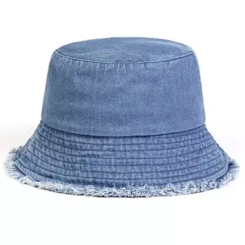 Unisex Light Board Edge Hole Denim Personality Bucket Hats Fishermen Caps Outdoor Casual Cap Sunscreen Hat