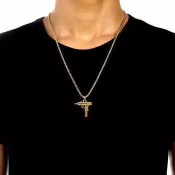 Unisex Men Gold Machine Gun Pendant Necklace Long Chain Fashion Jewelry Necklaces Wholesale Chains for Men Necklace A
