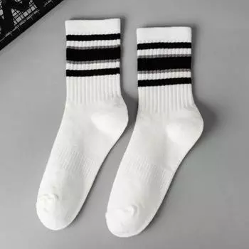 Unisex Men Woman Socks Casual Fashion Striped High Quality Cotton Socks Women Soft Breathable Harajuku Streetwear White Socks