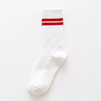 Unisex Men Woman Socks Casual Fashion Striped High Quality Cotton Socks Women Soft Breathable Harajuku Streetwear White Socks