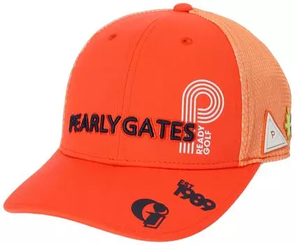 Unisex mesh cap embroidered Golf hat FR [Pearly Gates] (3D logo/size adjustable) / / 053-4287601 150_Orange