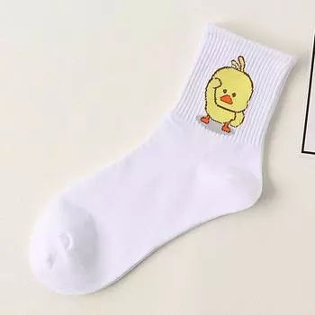 Унисекс Милые мультяшные танцующие желтые носки с уткой Хип-хоп Крутые хипстерские носки Хлопковые носки с рисунком Смешные носки Tide Pet Elf Повседневные носки