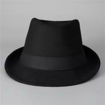 Унисекс Минималистский шерстяной цилиндр Jazz Hat One Size чёрный