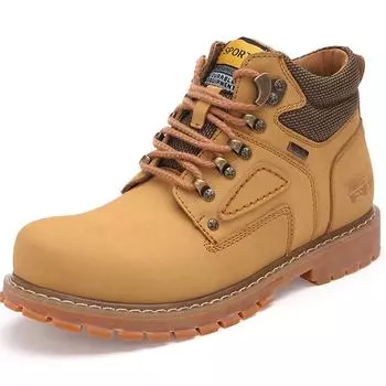 Унисекс Мода Большие размеры 37-48 Высокие рабочие ботинки Повседневные ботинки Мужские ботинки Модная рабочая одежда Большие желтые ботинки 38 жёлтый/золотой