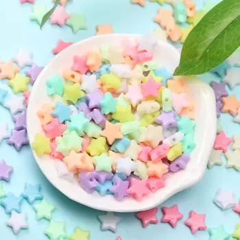 Унисекс Мода Материалы Ручной Работы Браслет Ожерелье Модные Ювелирные Изделия Аксессуары Бусины Кремовый Макарон Цвет DIY 200 шт. Пятиконечная Звезда 200pcs