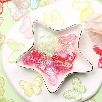 Унисекс Мода Мода Модные Ювелирные Аксессуары для Ожерелья Браслета Изготовления Бусин Бабочки 100 Шт. DIY Материал Ручной Работы Лазер Красочные 100Pcs разноцветный