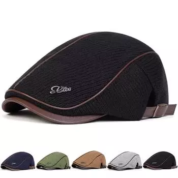 Унисекс мода шерстяной вязаный берет кепка на открытом воздухе туризм пара кемпинг походы газетчик кепка мужчины вождение плоский верх дальнобойщик шапки зимние кепки чёрный