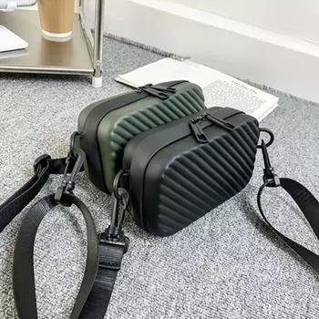 Унисекс модная сумка через плечо в диагональную полоску простая легкая сумка-коробка из мягкой прессованной искусственной кожи мужская сумка-мессенджер чёрный