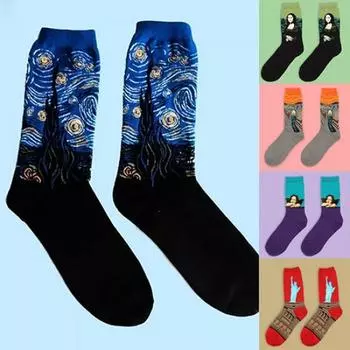 Унисекс модные мягкие эластичные носки с принтом «Звездная ночь» и «Крик» зелёный