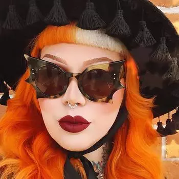 Унисекс, модные солнцезащитные очки на Хэллоуин, крутые модные очки в стиле летучая мышь, панк, фестиваль, хип-хоп, UV400, уличные солнцезащитные очки, забавные вечерние очки As picture show
