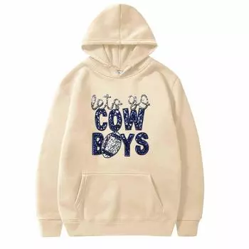 Унисекс модный повседневный свободный плюшевый пуловер с длинными рукавами и круглым вырезом с капюшоном из веревки L бежевый