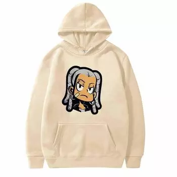 Унисекс модный повседневный свободный плюшевый пуловер с длинными рукавами и круглым вырезом с капюшоном из веревки L бежевый