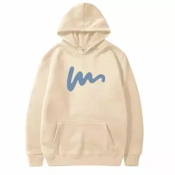 Унисекс модный повседневный свободный плюшевый пуловер с длинными рукавами и круглым вырезом с капюшоном из веревки L бежевый