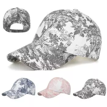 Унисекс Мужчины Женщины Цветочный принт Шляпа от солнца Бейсболка Хип-хоп Шляпа
