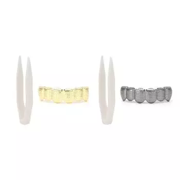 Унисекс Мужчины Женщины Верхние зубы Хип-хоп Вставной зуб Хэллоуин Фестиваль Хип-хоп Украшение для зубов Gold