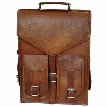 Унисекс Натуральная Кожа Мужской Рюкзак Сумка для ноутбука Ранец портфель Коричневый Винтаж 16 x 12 x 5 in