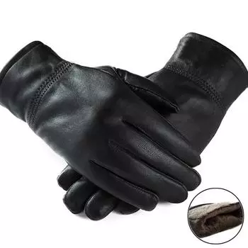 Унисекс натуральная овчина кожаная шапка повседневная натуральная овчина кожаная варежки Women чёрный