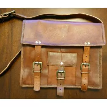 Унисекс натуральная винтажная коричневая кожаная сумка-портфель сумка через плечо коричневый