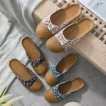Унисекс нескользящие летние льняные сандалии для использования в помещении 39-40