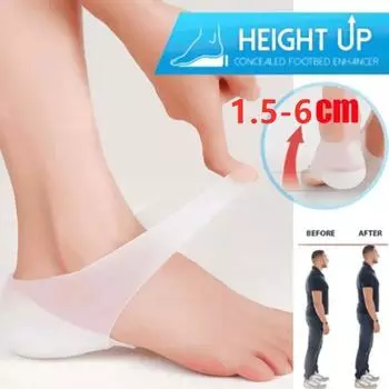 Унисекс невидимые стельки для увеличения высоты, силиконовые эластичные пяточные подушечки для защиты ног для мужчин и женщин, подушка для пятки, скрытая стелька 2cm белый