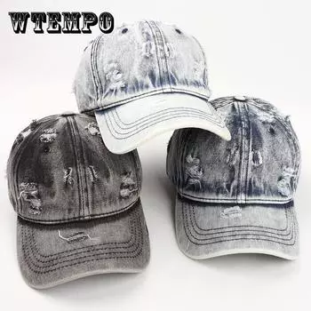 Унисекс однотонная винтажная потертая бейсболка с необработанным краем из денима, регулируемая шляпа для папы для женщин и мужчин adjustable чёрный