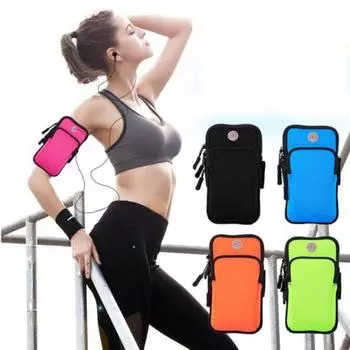 Унисекс, однотонная водонепроницаемая нейлоновая сумка на молнии с нарукавной повязкой на молнии и отверстием для наушников чёрный