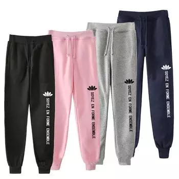 Унисекс однотонные спортивные спортивные брюки с принтом, повседневные брюки для йоги с талией 3XL чёрный