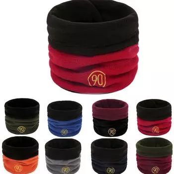 Унисекс однотонные теплые флисовые трикотажные шарфы для шеи, двусторонний шарф чёрный