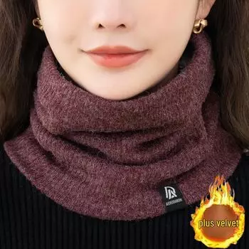 Унисекс однотонный трикотажный шарф с бархатом - коллекция осень/зима 2022 г. NO8 светло-серый