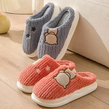 Унисекс осень-зима большой размер на толстой подошве домашние хлопковые тапочки повседневные бархатные меховые туфли женские нескользящие домашние тапочки для пар 36-45 42-43(one size smaller) серый