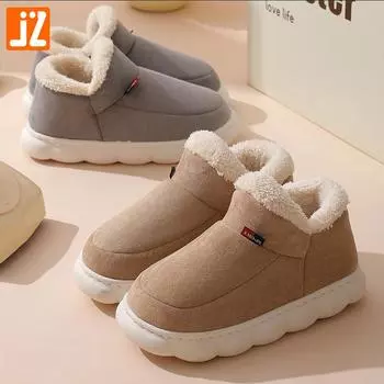 Унисекс осень-зима, большой размер, толстая подошва, домашняя хлопковая обувь, мужские повседневные бархатные меховые хлопковые тапочки, женские теплые нескользящие тапочки для пар 36-45 40-41(one size smaller) хаки