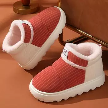 Унисекс осень-зима большой размер толстые зимние ботинки мужские повседневные бархатные меховые хлопковые туфли женские теплые водонепроницаемые хлопковые тапочки 36-45 38-39(one size smaller) тёмно-синий