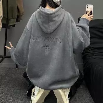 Унисекс Осень Зима Толстовка Однотонный Вышитые Буквы Длинные Рукава Эластичные Манжеты Подол С Капюшоном Свободный Повседневный Повседневный Спортивный Топ M абрикосовый