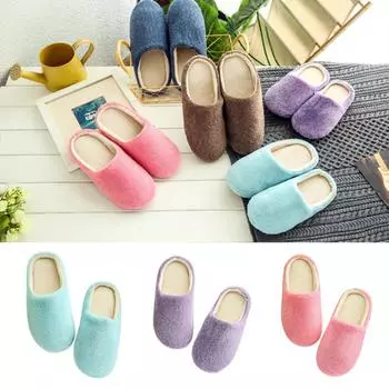 Унисекс, осенне-зимние теплые мягкие домашние нескользящие тапочки чистого цвета, домашняя обувь 36/37 розовый