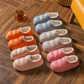 Унисекс осенне-зимняя домашняя теплая хлопковая обувь из ЭВА на мягкой подошве на каблуке 39-40