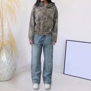 Унисекс, осенне-зимняя толстовка в стиле хип-хоп, винтажное пальто с длинными рукавами и принтом на молнии, толстое теплое пальто с капюшоном и карманами, уличная одежда, свободное пальто S хаки