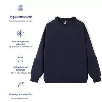 Унисекс Осенний стиль Гонконга Повседневный круглый вырез с длинным рукавом Толстовка XXXL