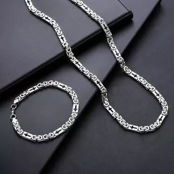 Унисекс ожерелье браслет толстая цепь гладкая поверхность нержавеющая сталь мужские запястье и шея ювелирные изделия для повседневной носки клубные вечеринки золотистый