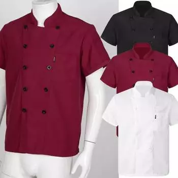 Унисекс пальто шеф-повара Классическая куртка шеф-повара с короткими рукавами Униформа для приготовления пищи в ресторане XXXXL белый