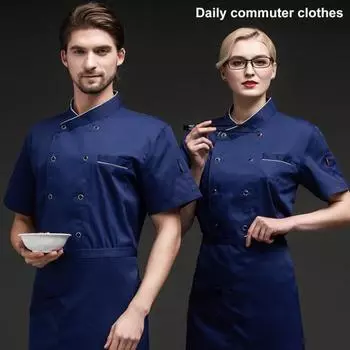 Унисекс пальто шеф-повара куртка с короткими рукавами для мужчин и женщин из смеси хлопка с v-образным вырезом на пуговицах для шеф-повара M белый