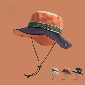 Унисекс-панама из полиэстера, эластичная посадка, кепка для рыбалки, походов, кемпинга, защита от солнца, с широкими полями, быстросохнущая, с защитой от ультрафиолета one size оранжевый